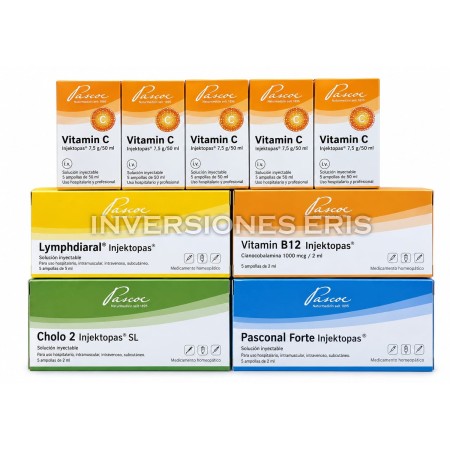 COCTEL PASCOE INJECKTOPAST ( CHOLO2 - PASCONAL - B12 - VITAMINA C - LYMPHDIARAL)